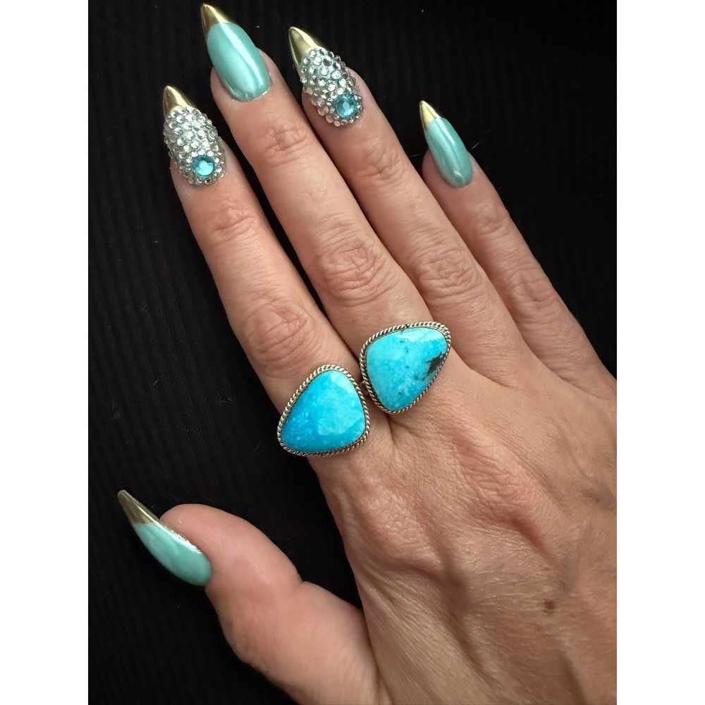 925 Silver Turquoise‎ RB Trading Co Bypass Statement Ring Artisan 6.5 Southwest